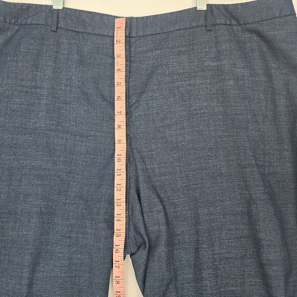 Lane Bryant Womens 26 Dark Blue Chambray Wide Leg Cuffed Stretch Trouser Pants - Picture 12 of 13